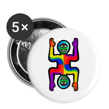 Rainbow Two Faces Figure - Buttons large 2.2''/56 mm (5-pack) - white - Front