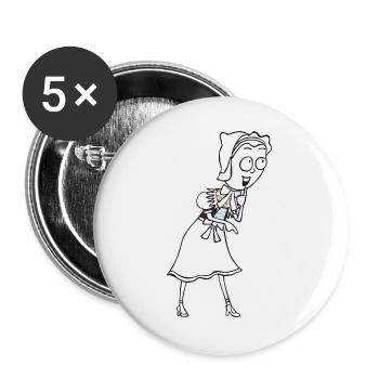 SERBSKA JANKA - contour - - Buttons large 2.2''/56 mm (5-pack) - white - Front