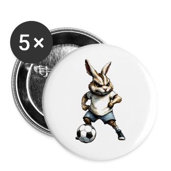 Footballeur Lapin - Lot de 5 grands badges (56 mm) - blanc - Devant