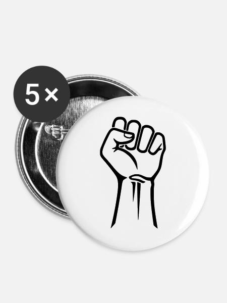 Faust Skizze Revolution Zeichnung - Buttons groß 56 mm (5er Pack) - Weiß