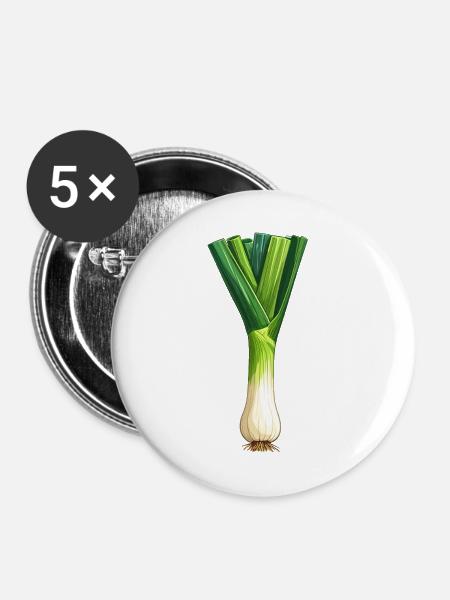 Lauch / Porree - Buttons groß 56 mm (5er Pack) - Weiß