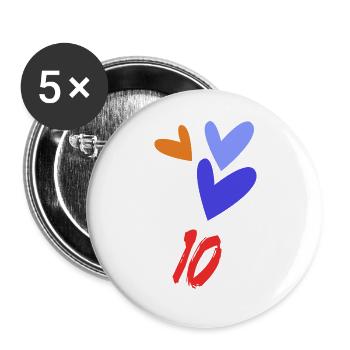 10. 10 YEARS. 10th ANNIVERSARY. 10 YEAR ANNIVERSARY. - Buttons large 2.2''/56 mm (5-pack) - white - Front