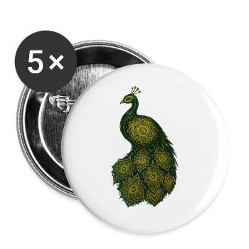 Royal Peacock Ornamental Mandala - Buttons large 2.2''/56 mm (5-pack) - white - Front