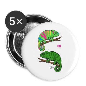 Caméléon sur Caméléon Off Drôle de Reptile Design - Lot de 5 grands badges (56 mm) - blanc - Devant