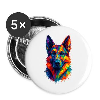 German Shepherd Geometric Art - Buttons large 2.2''/56 mm (5-pack) - white - Front