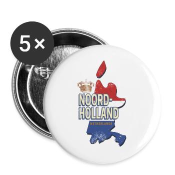 Carte des Pays-Bas de Hollande Souvenir Hollande - Lot de 5 grands badges (56 mm) - blanc - Devant
