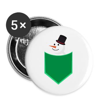 Snowman in Pocket Cute Winter Holiday Design - Buttons groß 56 mm (5er Pack) - Weiß - Vorne