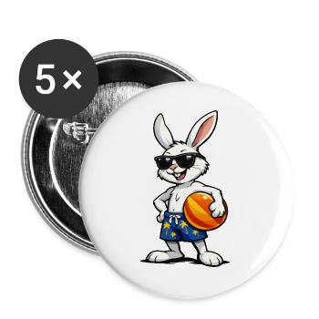 Bunny Beach Vibes with Ball - Buttons large 2.2''/56 mm (5-pack) - white - Front