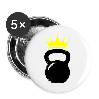 Kugelhantel Krone Gym Logo - Buttons groß 56 mm (5er Pack) - Weiß - Vorne