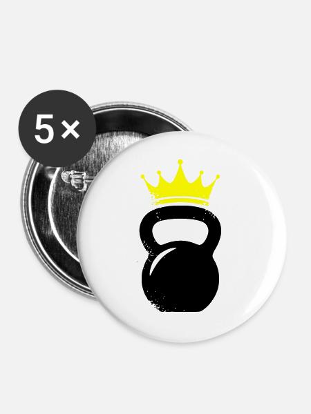 Kugelhantel Krone Gym Logo - Buttons groß 56 mm (5er Pack) - Weiß