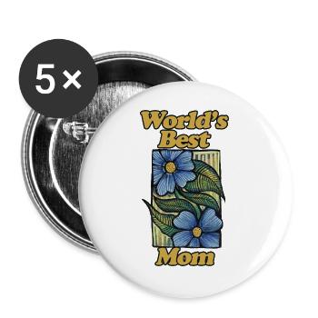 World's Best Mom Floral Vintage - Buttons large 2.2''/56 mm (5-pack) - white - Front