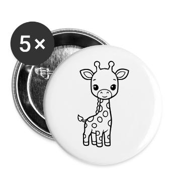 Bébé girafe mignonne – Noir & Blanc - Lot de 5 grands badges (56 mm) - blanc - Devant