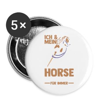 Steckenpferd Hobbyhorse Hobby Horsing - Buttons groß 56 mm (5er Pack) - Weiß - Vorne