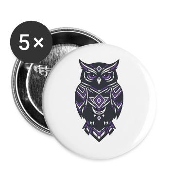 Geometric Owl Inspiration in Purple - Buttons large 2.2''/56 mm (5-pack) - white - Front