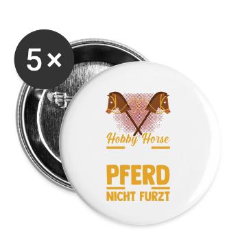 Steckenpferd Hobbyhorse Hobby Horsing - Buttons groß 56 mm (5er Pack) - Weiß - Vorne