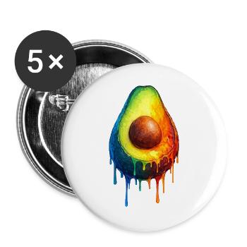 Avocado mit buntem Farbverlauf - Buttons groß 56 mm (5er Pack) - Weiß - Vorne