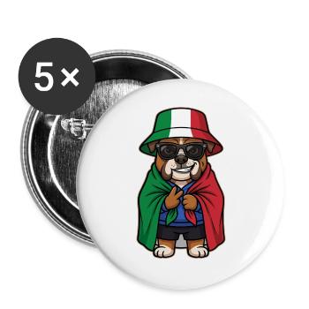 Italy Cartoon Dog Bulldog Cool & Stylish - Buttons large 2.2''/56 mm (5-pack) - white - Front