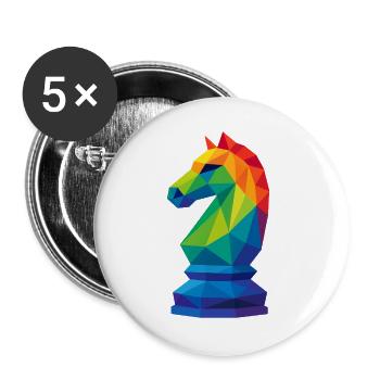 Low-Poly-Reiter: Taktische Meisterschaft - Buttons groß 56 mm (5er Pack) - Weiß - Vorne