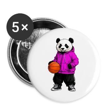 Basketball Panda - Buttons large 2.2''/56 mm (5-pack) - white - Front