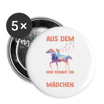Reiten Pferdeliebhaber Reiterhof Pferde - Buttons groß 56 mm (5er Pack) - Weiß - Vorne