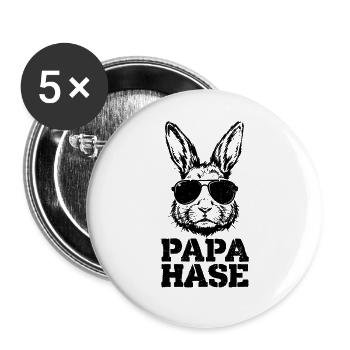 Papa Hase - Ostern Vatertag - Buttons groß 56 mm (5er Pack) - Weiß - Vorne