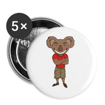 Cheerful Koala Crossed Arms - Buttons large 2.2''/56 mm (5-pack) - white - Front
