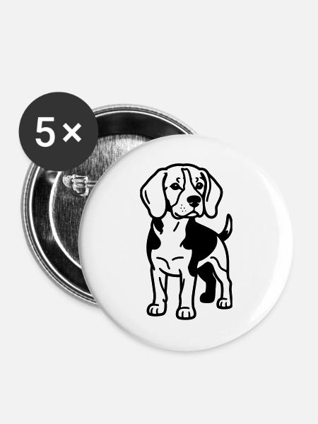 Beagle Dog - Buttons groß 56 mm (5er Pack) - Weiß