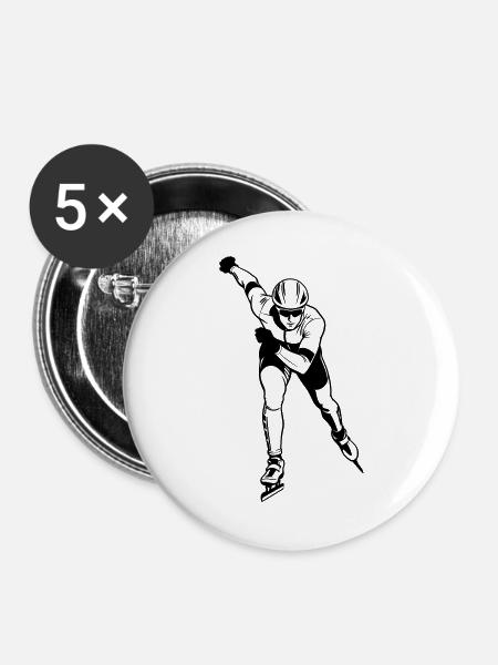 Schlittschuh - Buttons groß 56 mm (5er Pack) - Weiß
