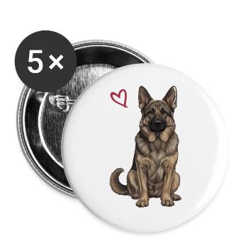 Schwarz-brauner Deutscher Schäferhund - Buttons groß 56 mm (5er Pack) - Weiß - Vorne