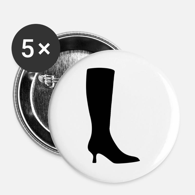 Black Boot Silhouette - Buttons large 2.2''/56 mm (5-pack) - white