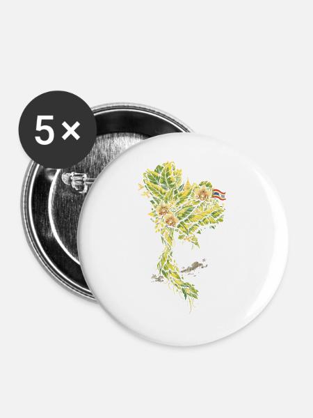 Thailand Thai Pride - Buttons groß 56 mm (5er Pack) - Weiß