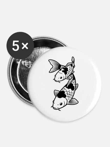 Koi-Karpfen - Buttons groß 56 mm (5er Pack) - Weiß
