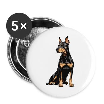 Doberman Portrait - Buttons large 2.2''/56 mm (5-pack) - white - Front