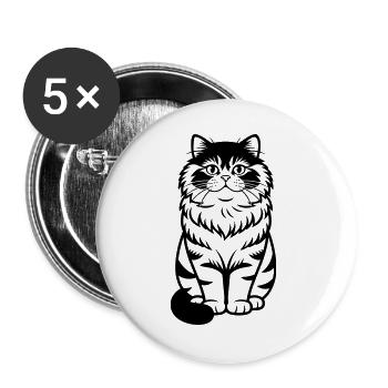 Chat persan - Lot de 5 grands badges (56 mm) - blanc - Devant