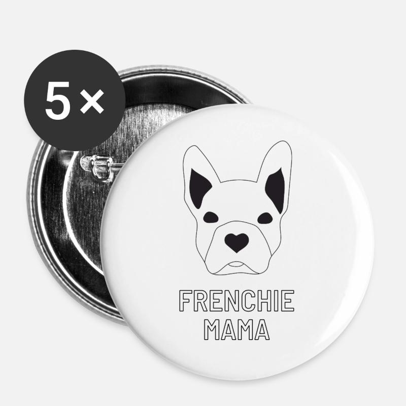 frenchie mama - Buttons groß 56 mm (5er Pack) - Weiß