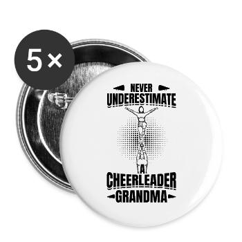 Cheerleader Grandma - Buttons large 2.2''/56 mm (5-pack) - white - Front