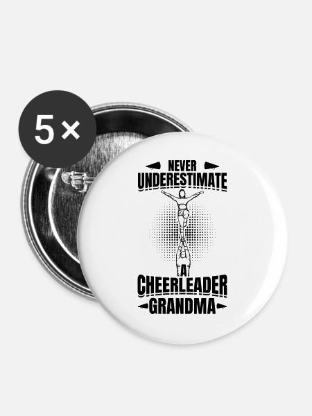 Cheerleader Oma - Buttons groß 56 mm (5er Pack) - Weiß