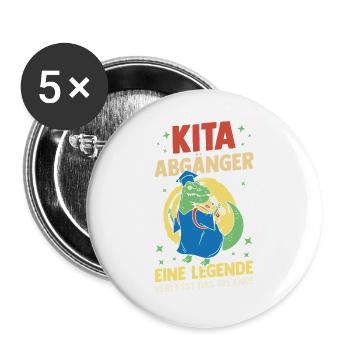 Kita Erste Klasse Dinosaurier Schüler Kindergarten - Buttons groß 56 mm (5er Pack) - Weiß - Vorne