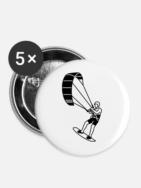 Kite Surfer - Buttons groß 56 mm (5er Pack) - Weiß