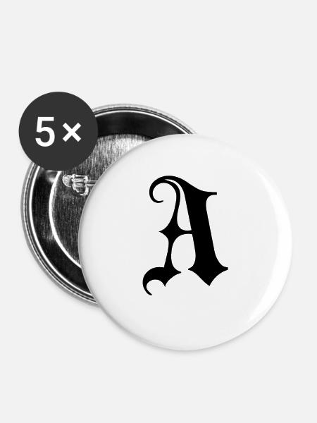 Verziertes Gothic Ein Monogramm - Buttons groß 56 mm (5er Pack) - Weiß