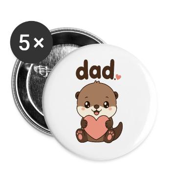 Papa Otter Heart Illustration - Buttons large 2.2''/56 mm (5-pack) - white - Front