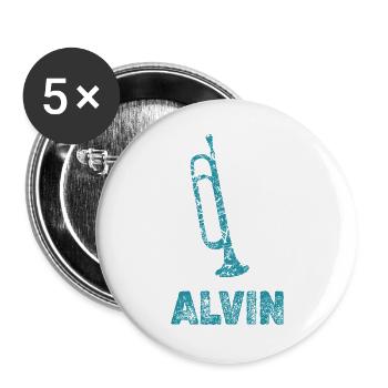 Alvin - Lot de 5 grands badges (56 mm) - blanc - Devant