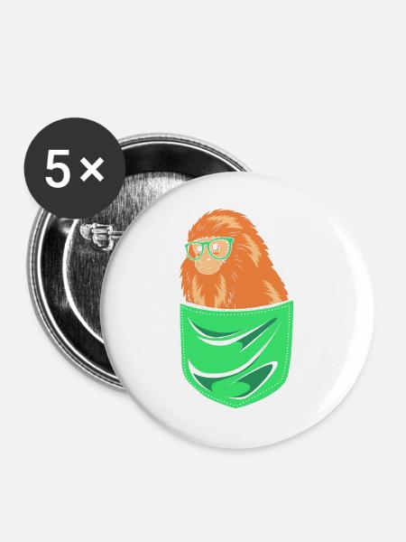 Tamarin Affe - Buttons groß 56 mm (5er Pack) - Weiß