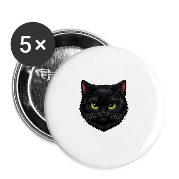 Chat noir Je suis noir et alors - Lot de 5 grands badges (56 mm) - blanc - Devant