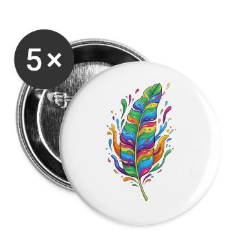 Rainbow Feather Color Explosion - Buttons large 2.2''/56 mm (5-pack) - white - Front