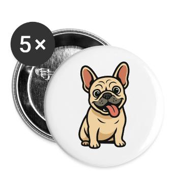 French Bulldog Cartoon Design - Buttons large 2.2''/56 mm (5-pack) - white - Front