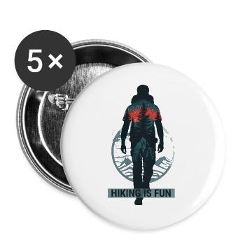 Hiking wandern Is Fun Retro Outdoor Adventure - Buttons groß 56 mm (5er Pack) - Weiß - Vorne