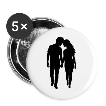 Couple Silhouette Amour Romance Petit ami de la Saint-Valentin - Lot de 5 grands badges (56 mm) - blanc - Devant