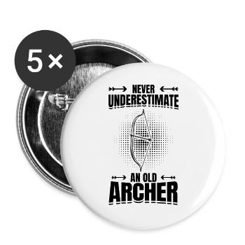 Bogenschütze Opa - Buttons groß 56 mm (5er Pack) - Weiß - Vorne