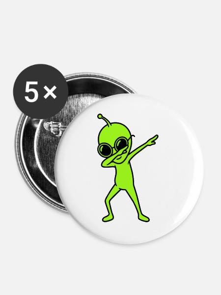 Alien Dab - Buttons groß 56 mm (5er Pack) - Weiß